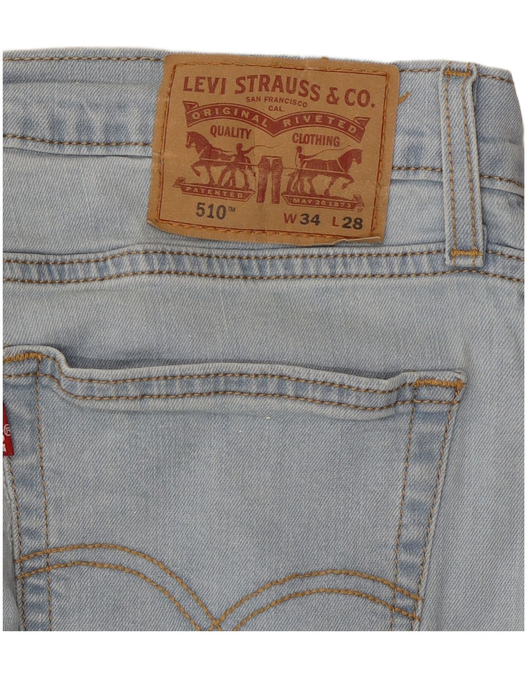 LEVI'S muške 510 skraćene uske traperice W34 L25 plavi pamuk