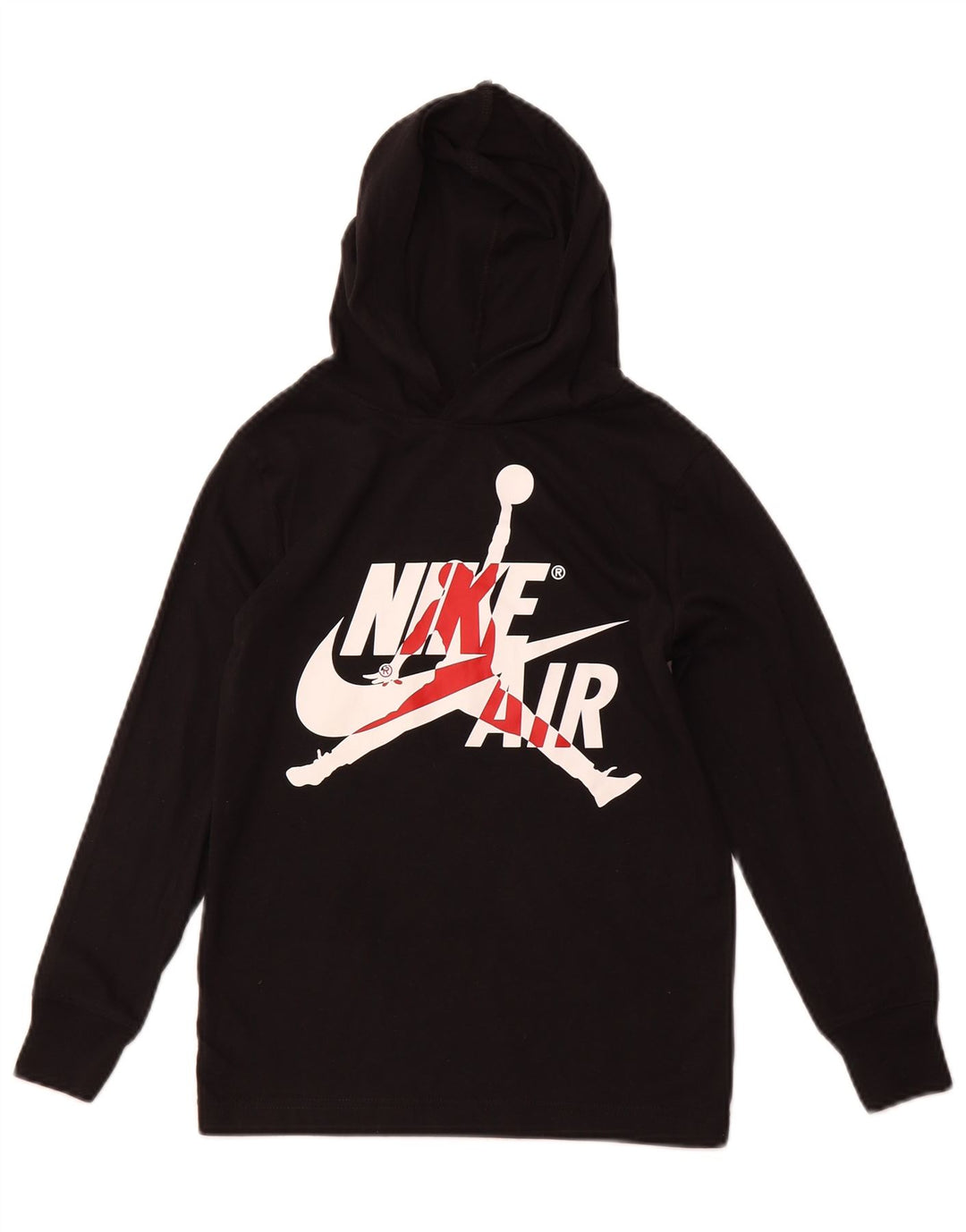 NIKE Boys Graphic Hoodie Džemper 8-9 Years Small Black Pamuk