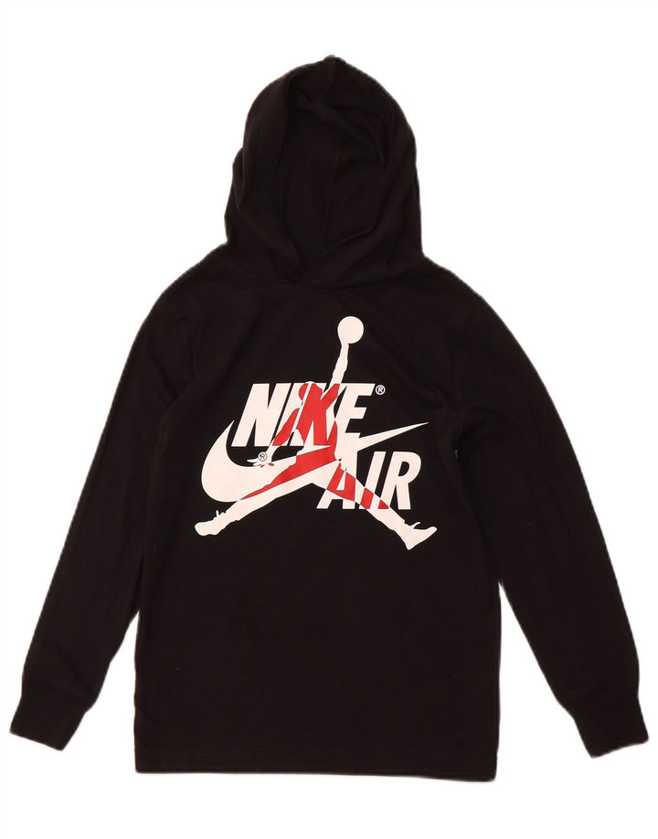 NIKE Boys Graphic Hoodie Džemper 8-9 Years Small Black Pamuk
