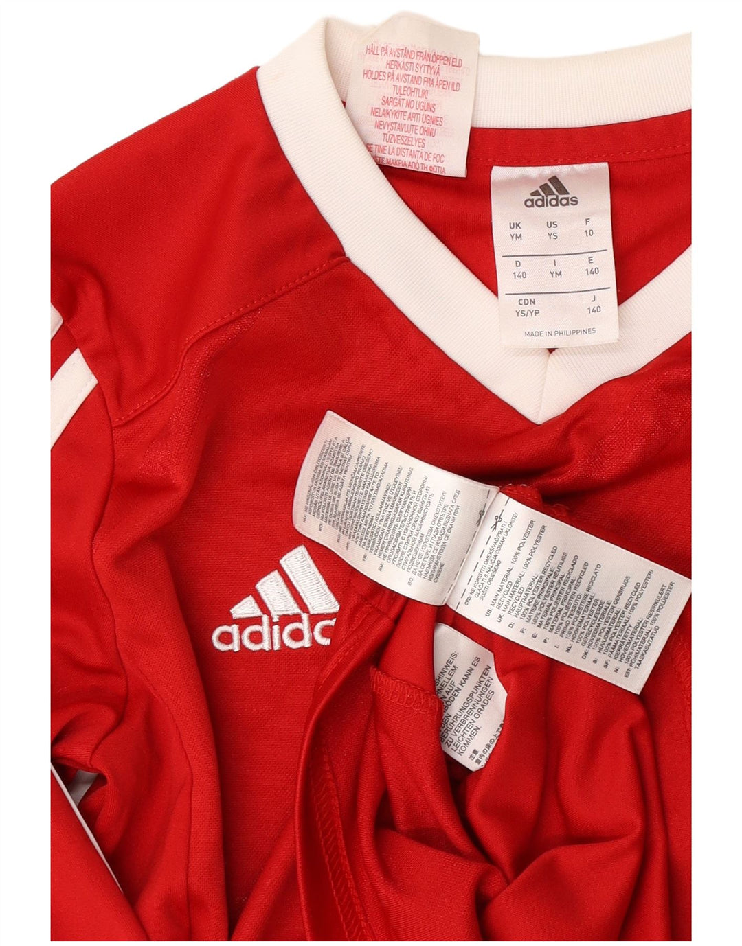 Adidas Climalite majica dugih rukava za dječake 9-10 godina srednje crvene boje od poliestera