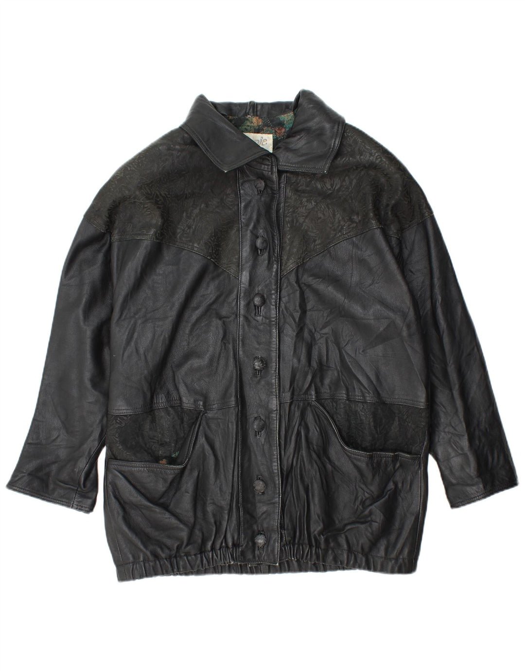 YUPPIE ženska prevelika kožna jakna UK 18 XL crna cvjetna