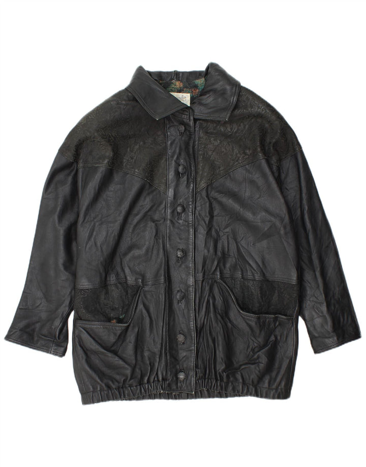 YUPPIE ženska prevelika kožna jakna UK 18 XL crna cvjetna