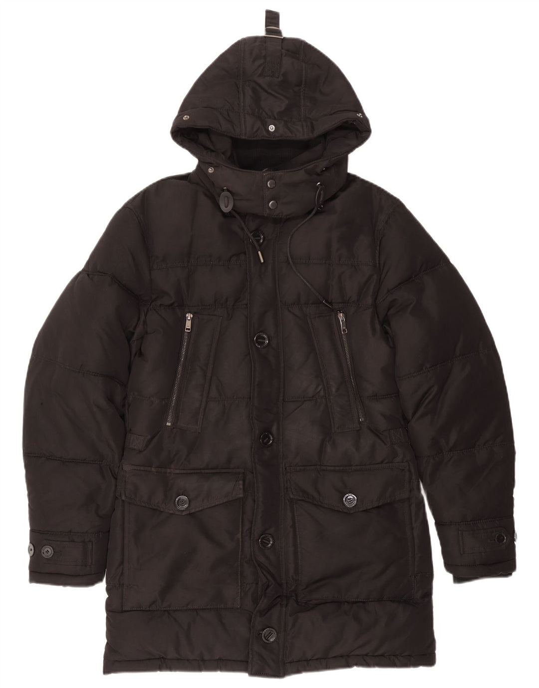 Zara muški podstavljeni kaput s kapuljačom UK 36 mali crni poliester