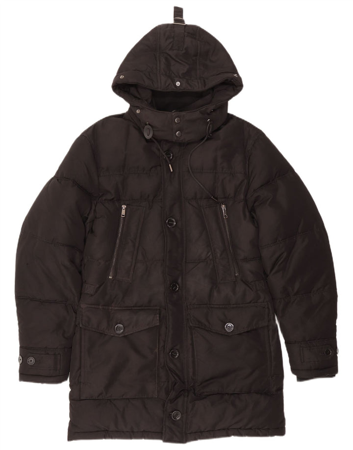 Zara muški podstavljeni kaput s kapuljačom UK 36 mali crni poliester