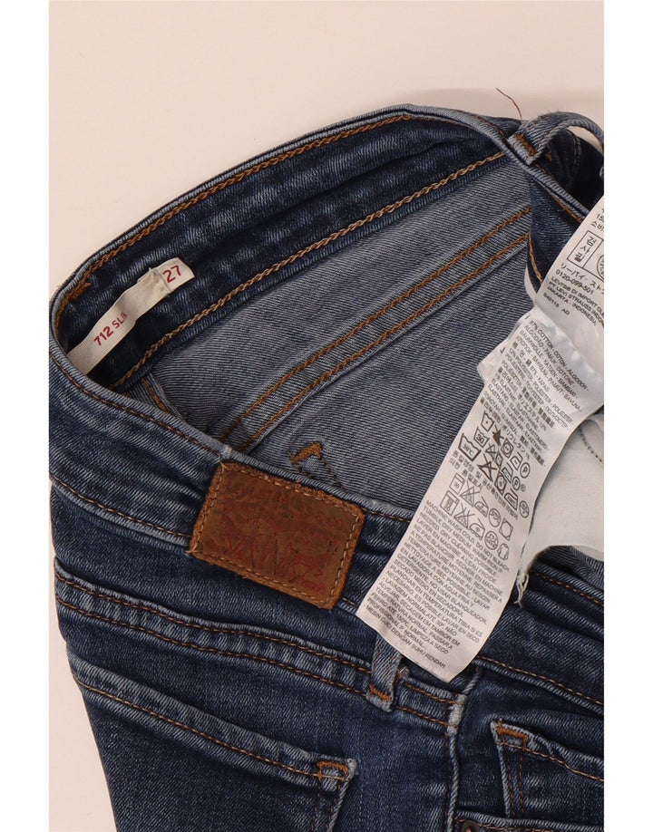 LEVI'S Ženske 712 uske traperice s oštećenjem W27 L30 plavi pamuk