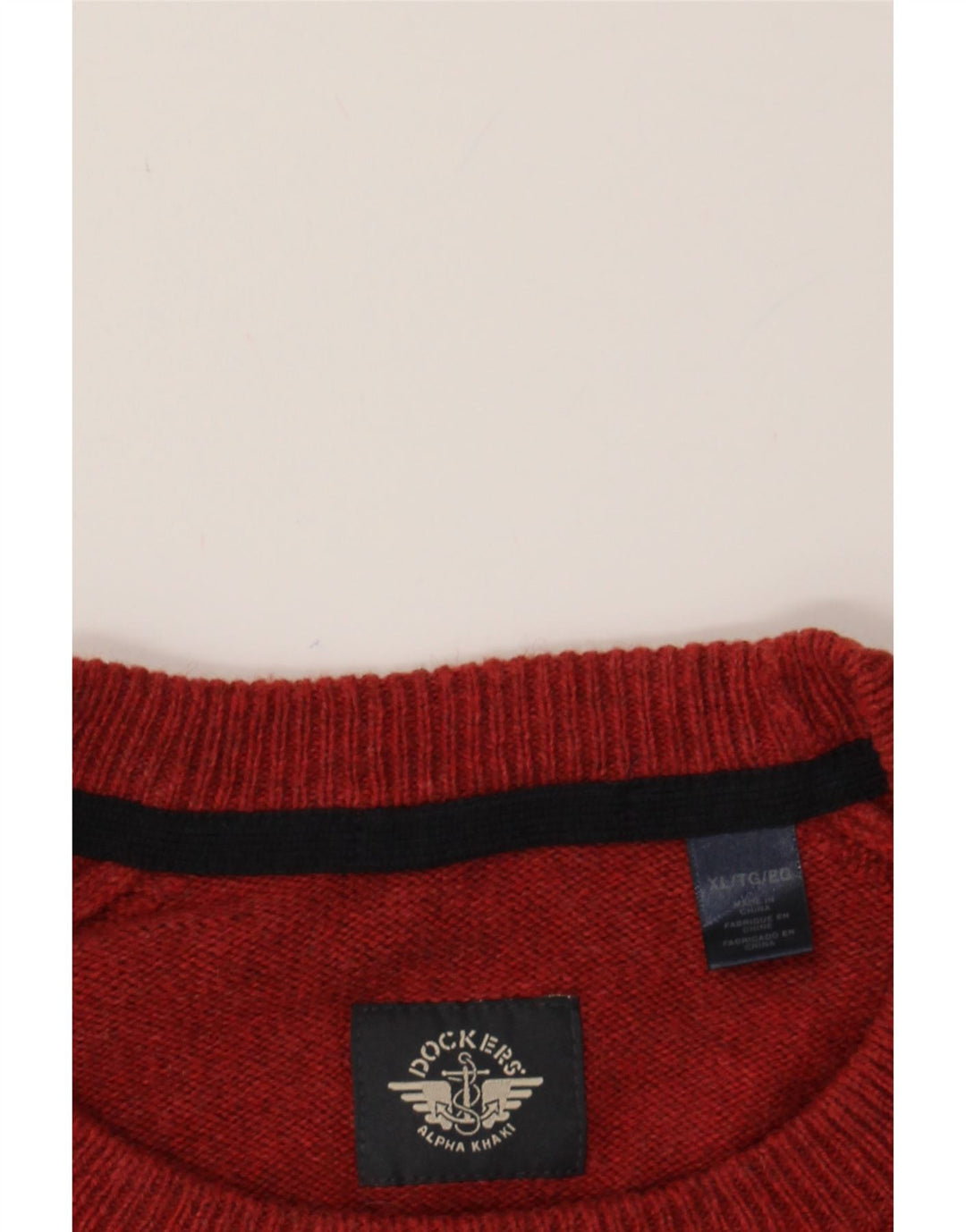 DOCKERS Mens Crew Neck Jumper Sweater XL Red Cotton Vintage Dockers and Second-Hand Dockers from Messina Hembry 