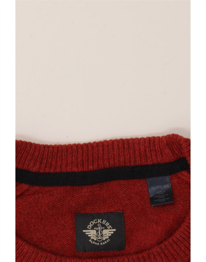 DOCKERS Mens Crew Neck Jumper Sweater XL Red Cotton Vintage Dockers and Second-Hand Dockers from Messina Hembry 