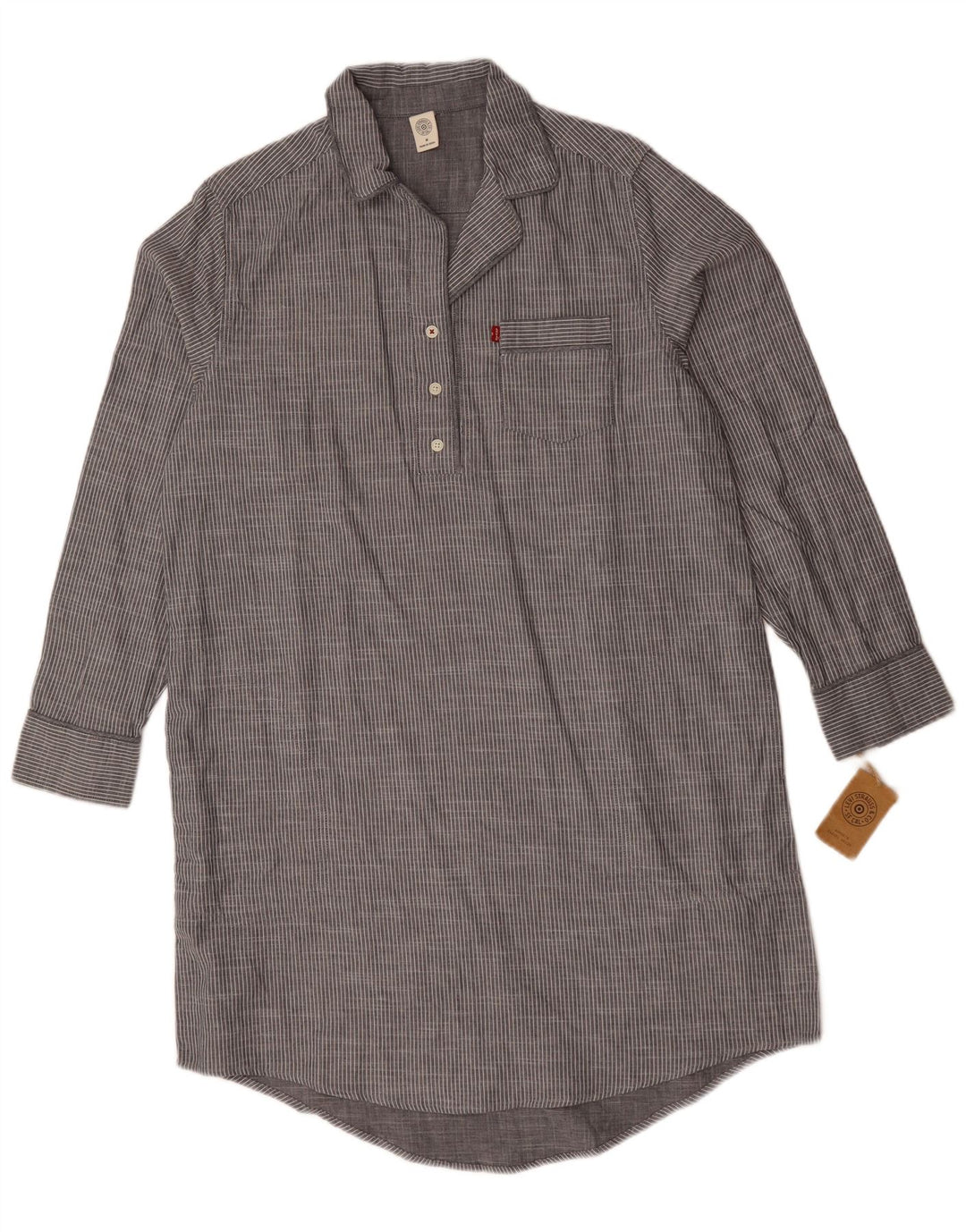 Levi's ženska pulover košulja haljina UK 14 Srednje siva pamuk na pruge