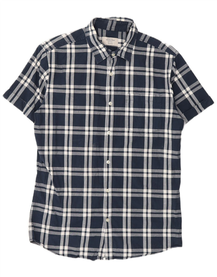 Jack & Jones muška košulja kratkih rukava Srednje tamnoplava karirana pamuk