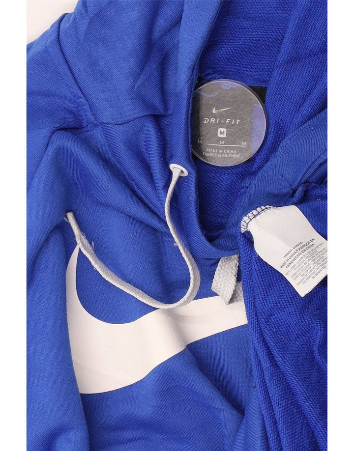Nike Dri Fit grafički džemper s kapuljačom Srednje plavi poliester