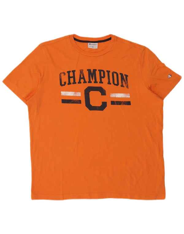 CHAMPION Mens Graphic T-Shirt Top XL Orange Cotton