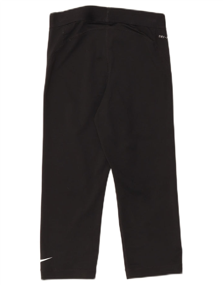 Nike Ženske Capri Graphic Trenirke Hlače UK 10 Male crne poliesterske