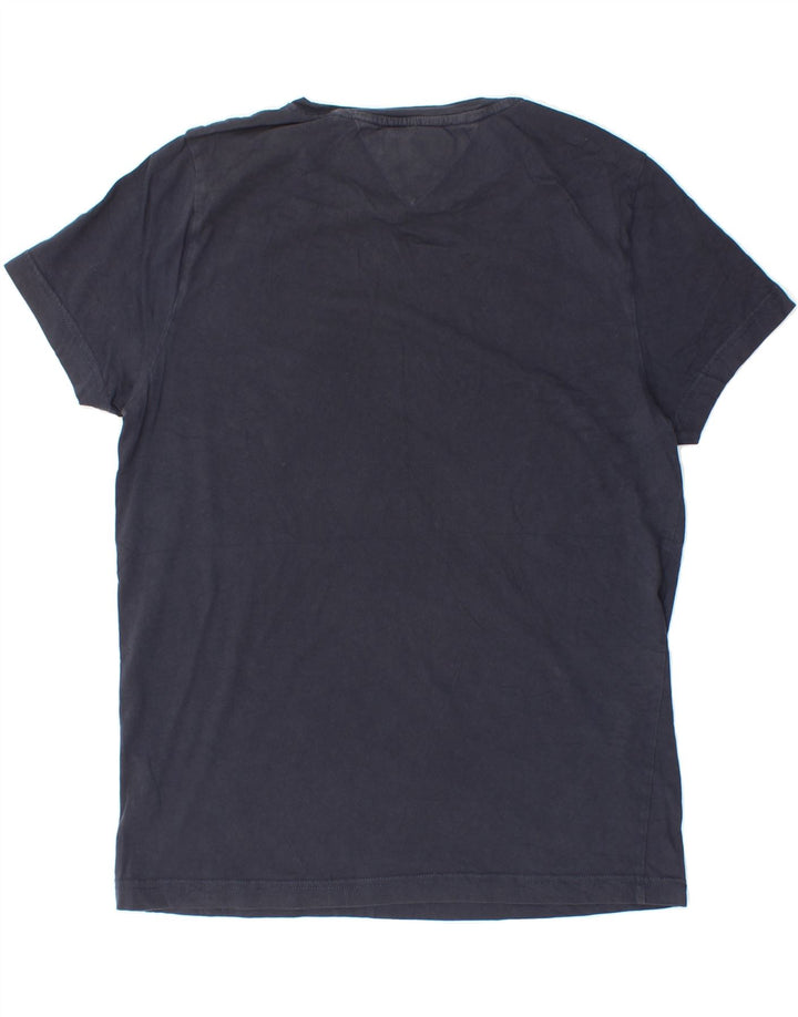 TOMMY HILFIGER Mens Graphic T-Shirt Top Medium Navy Blue Vintage Tommy Hilfiger and Second-Hand Tommy Hilfiger from Messina Hembry 