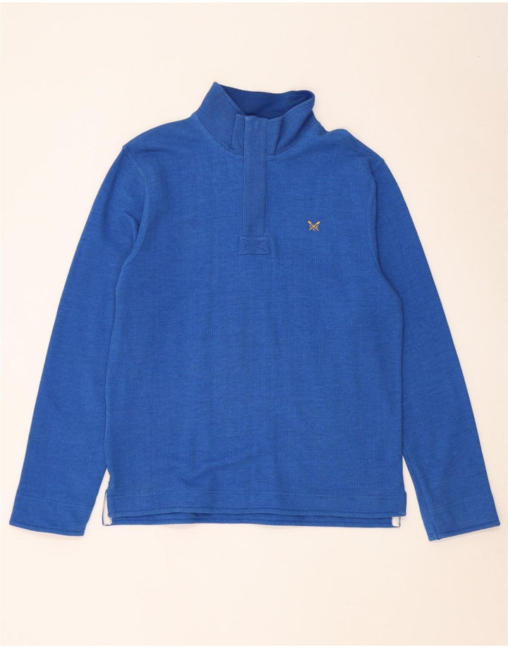 Crew Clothing Muška majica s izrezom s patentnim zatvaračem Srednje plavi pamuk