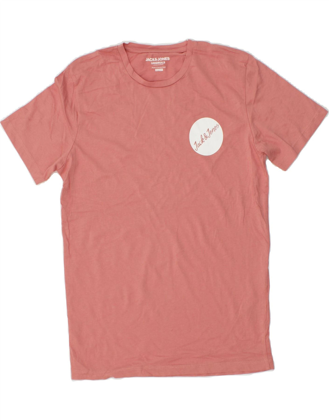 JACK & JONES Mens Regular Fit Graphic T-Shirt Top Medium Pink Cotton Vintage Jack & Jones and Second-Hand Jack & Jones from Messina Hembry 