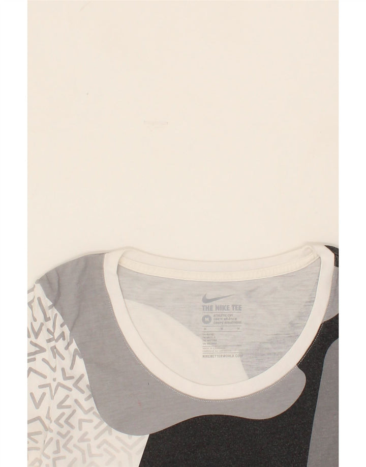 NIKE Womens Abstract Pattern T-Shirt Top UK 12 Medium Grey Polyester Vintage Nike and Second-Hand Nike from Messina Hembry 