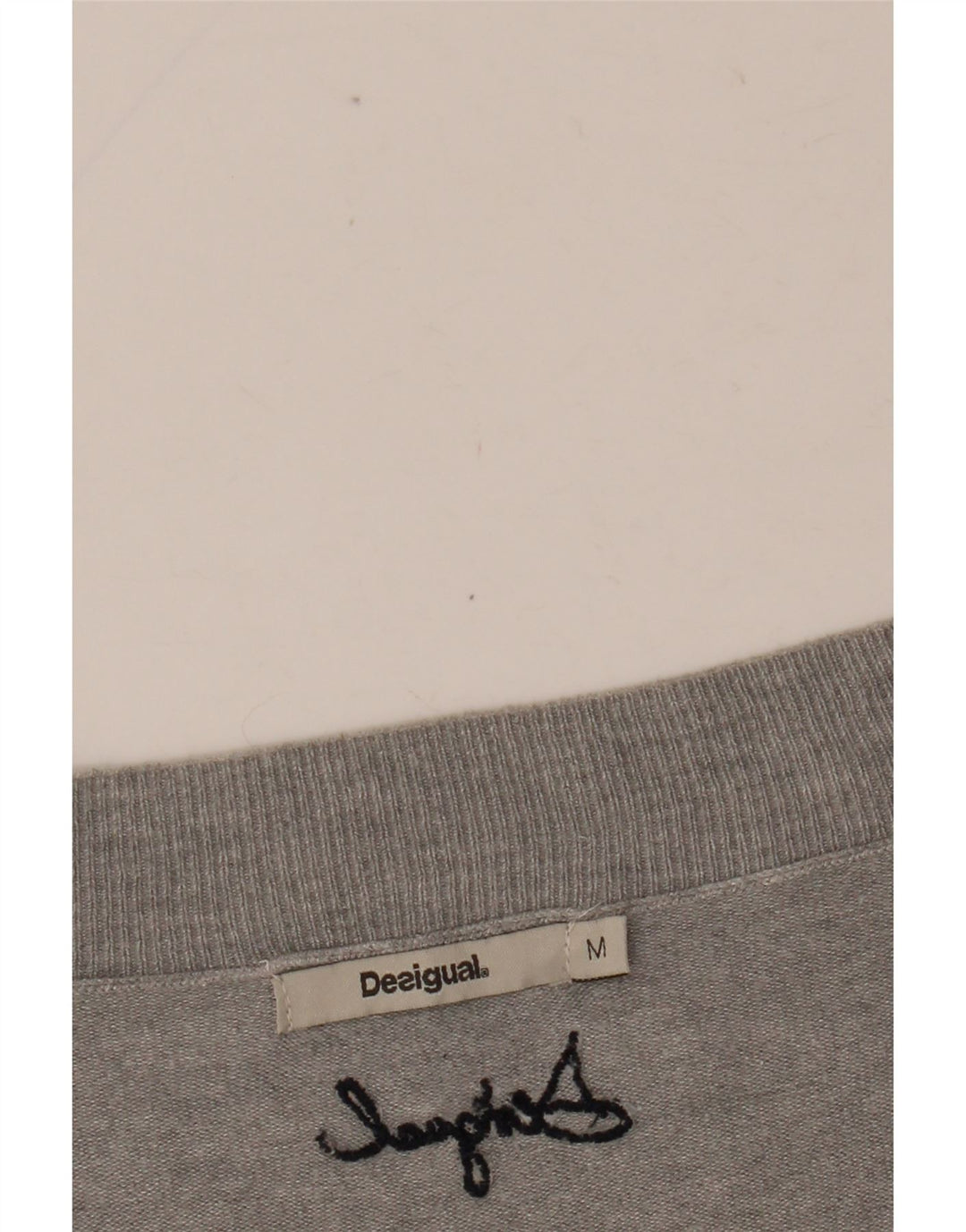 DESIGUAL ženski džemper s grafičkim V-izrezom UK 14 srednje sivi cvjetni