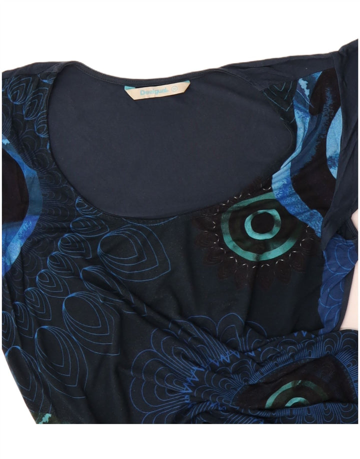 DESIGUAL gornji dio ženske bluze UK 14 srednje tamnoplave cvjetne boje