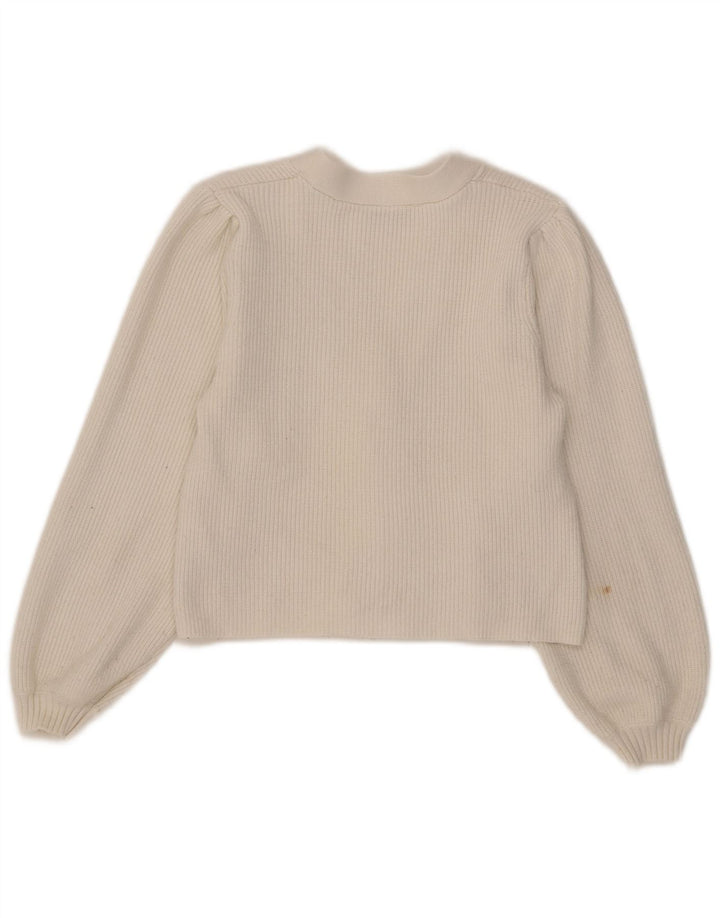 Zara ženski kratki kardigan pulover UK 12 srednje bijele viskoze