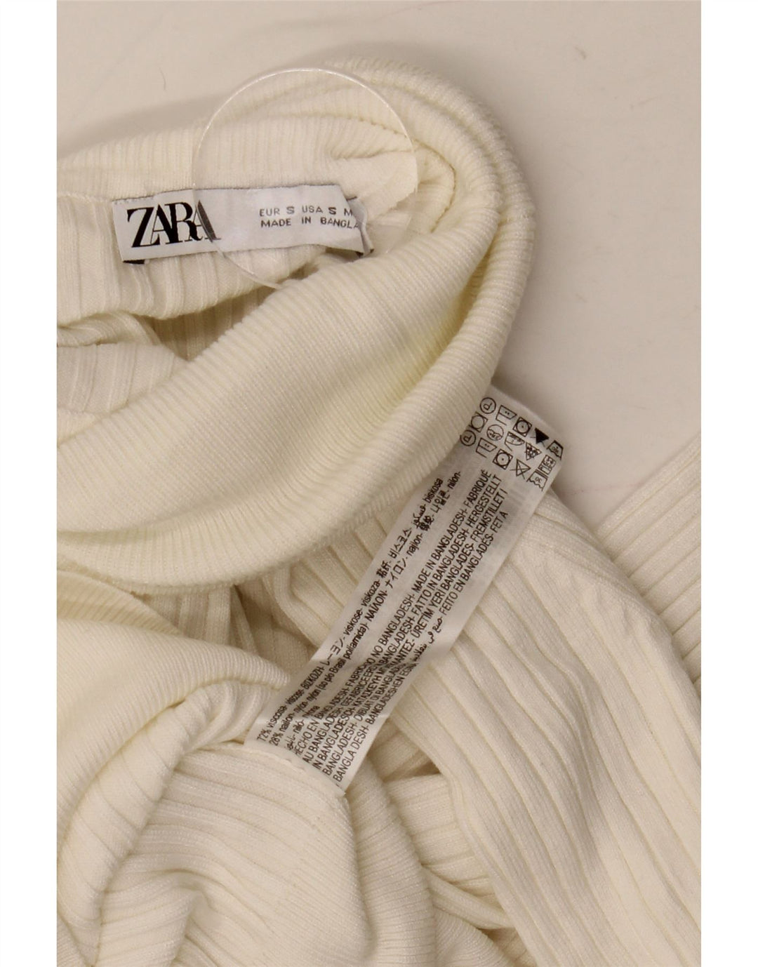 ZARA Womens Crop Roll Neck Jumper Sweater UK 10 Small White Viscose