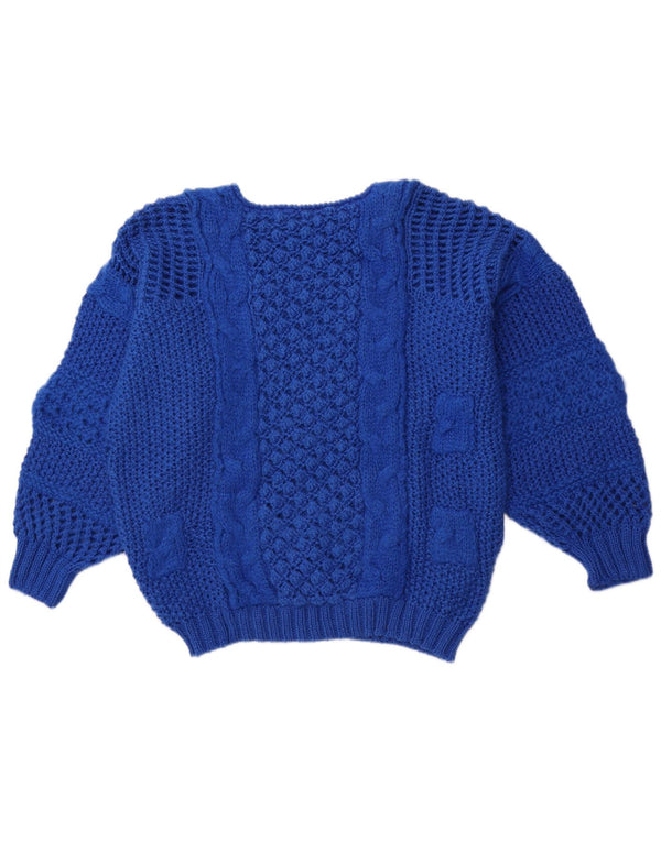 Vintage ženski džemper s brodskim izrezom EU 40 srednje plavi poliakril