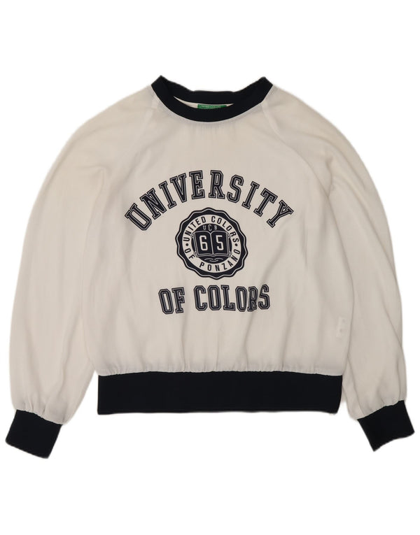 Benetton ženska majica dugih rukava s prozirnom grafikom UK 10 Mala bijela