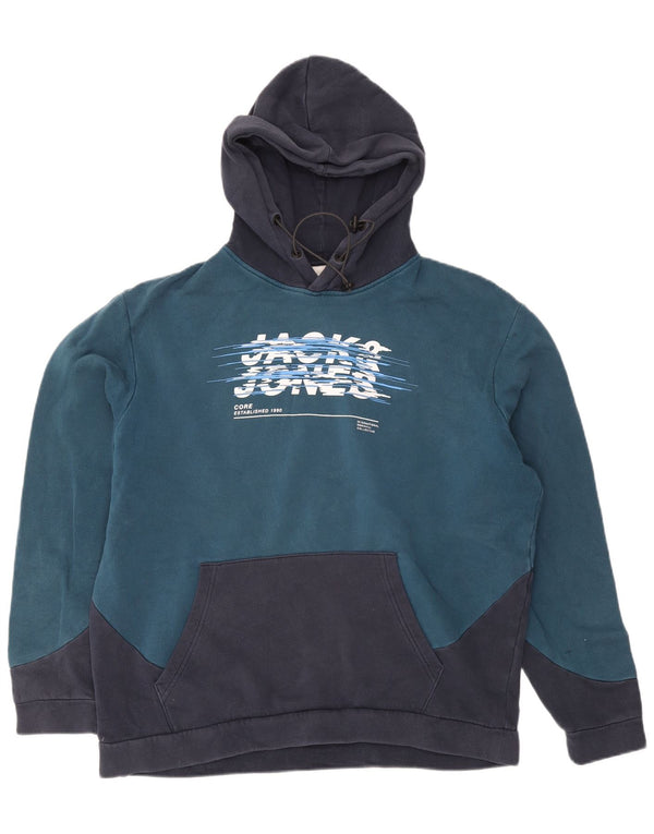 Jack & Jones muška majica s kapuljačom s kapuljačom 2XL tamnoplavi pamuk u blokovima boja