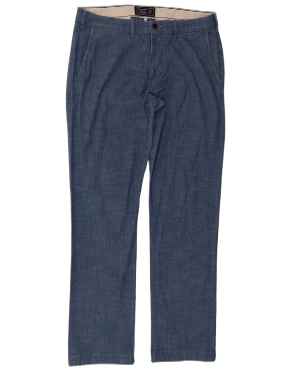 Abercrombie & Fitch Mens Straight Chino Trousers W32 L34 Blue Cotton