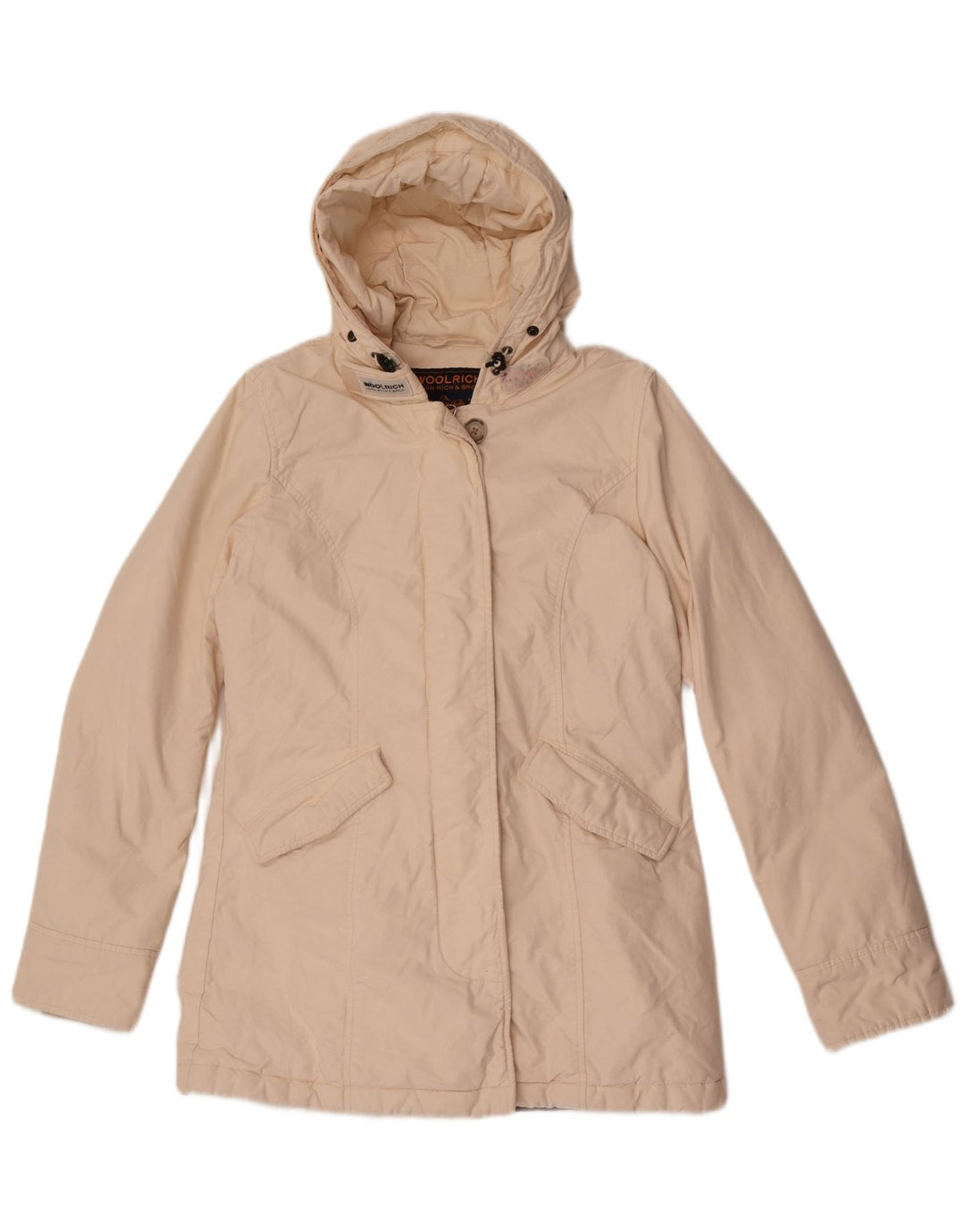 Woolrich ženska podstavljena jakna s kapuljačom UK 10 Small Off White Cotton