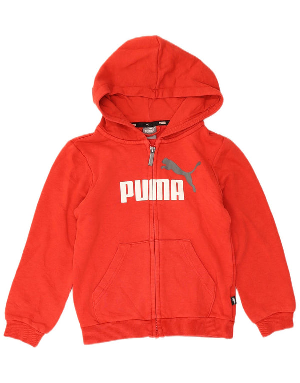Puma Girls Graphic Zip Hoodie pulover 7-8 Years Red Pamuk Sports