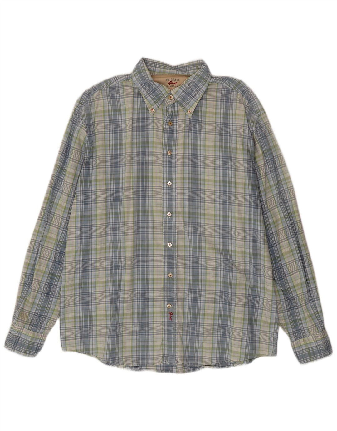 Gant muška uska košulja Rugger 2XL plavi karirani pamuk