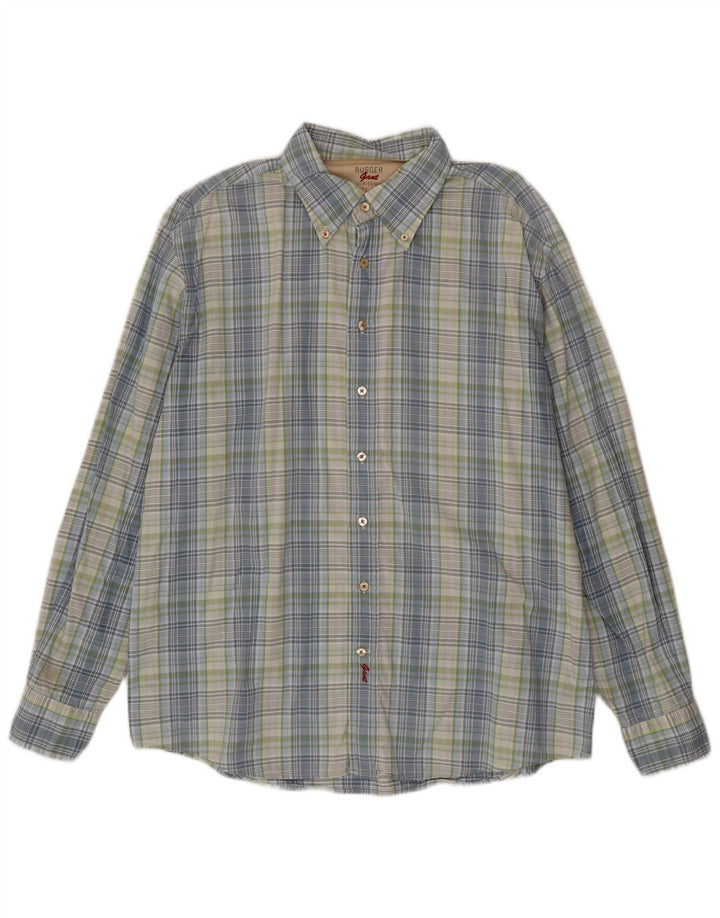 Gant muška uska košulja Rugger 2XL plavi karirani pamuk