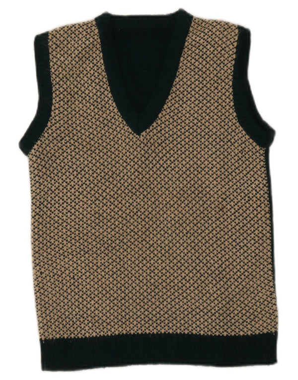 VINTAGE ženski kratki prsluk bez rukava UK 4 XS Green Fair Isle