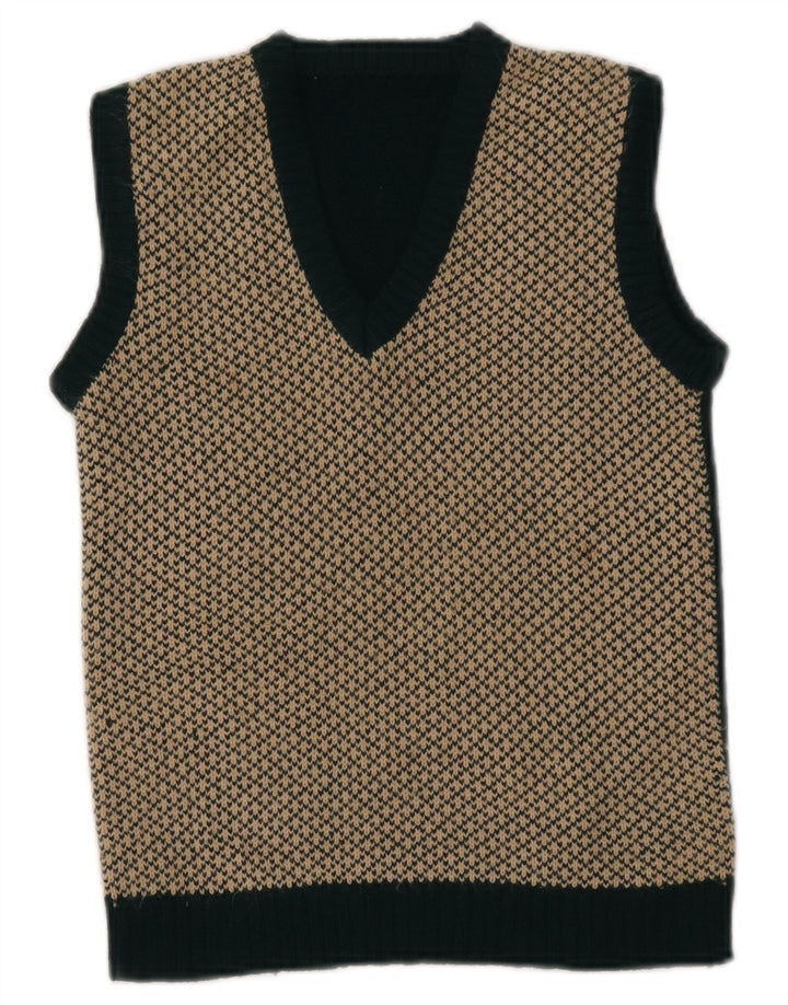 VINTAGE ženski kratki prsluk bez rukava UK 4 XS Green Fair Isle