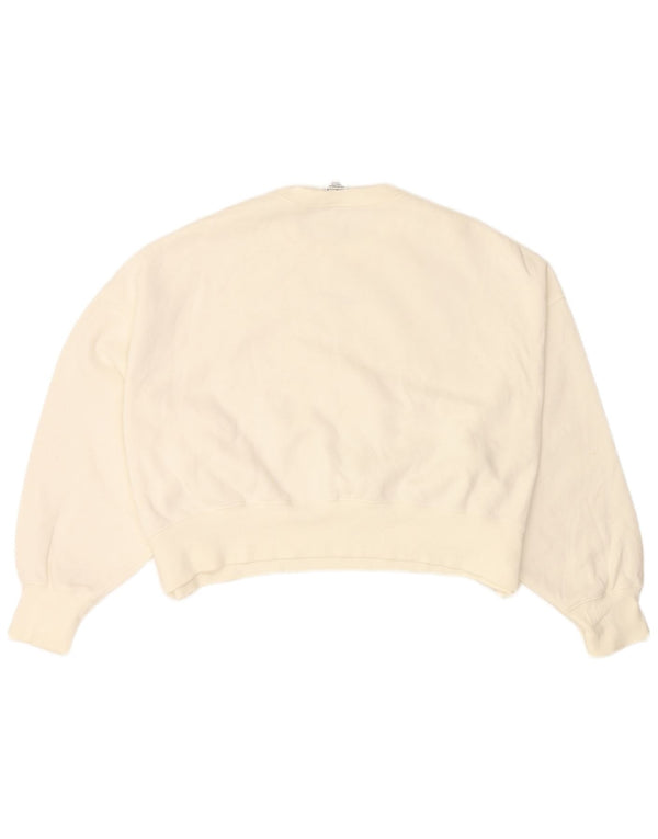 NIKE Ženska kratka prekomjerna majica s kratkim rukavima UK 14 Srednje bijeli pamuk