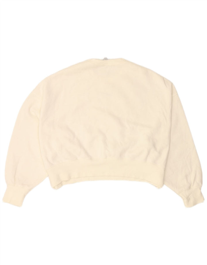 NIKE Ženska kratka prekomjerna majica s kratkim rukavima UK 14 Srednje bijeli pamuk