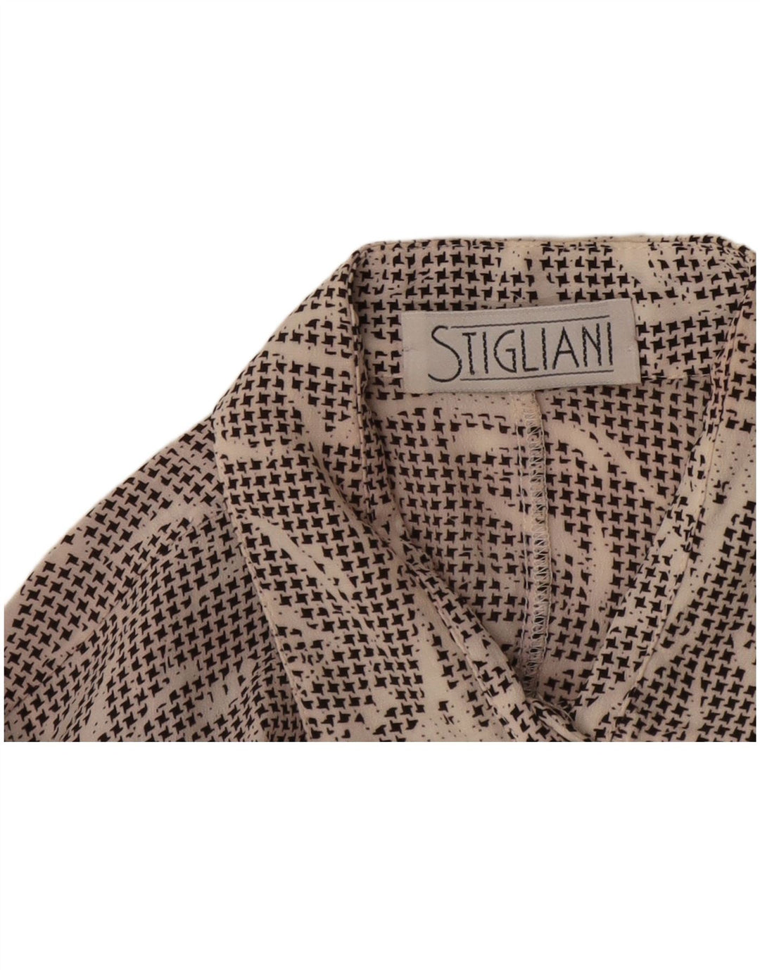 Vintage ženska košulja kratkih rukava UK 14 srednje crne ptičje zube