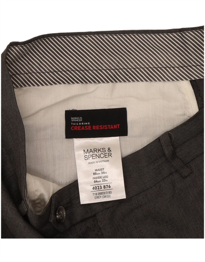 Marks & Spencer muške hlače ravnog odijela W34 L33 sivi poliester
