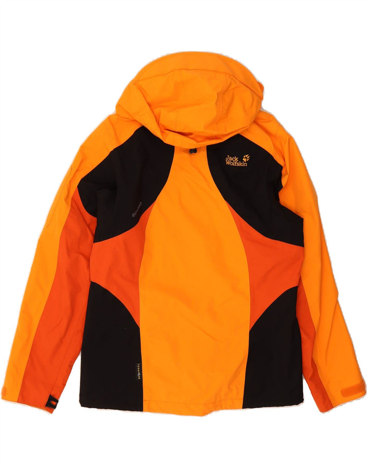 JACK WOLFSKIN Womens Oversized Rain Jacket UK 10 Small  Orange Colourblock Vintage Jack Wolfskin and Second-Hand Jack Wolfskin from Messina Hembry 
