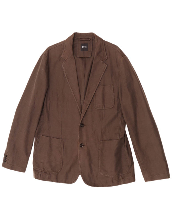 Hugo Boss muška jakna s 2 gumba EU 52 XL smeđe laneno rublje