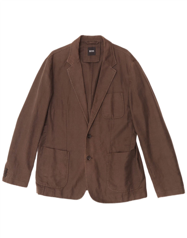 Hugo Boss muška jakna s 2 gumba EU 52 XL smeđe laneno rublje
