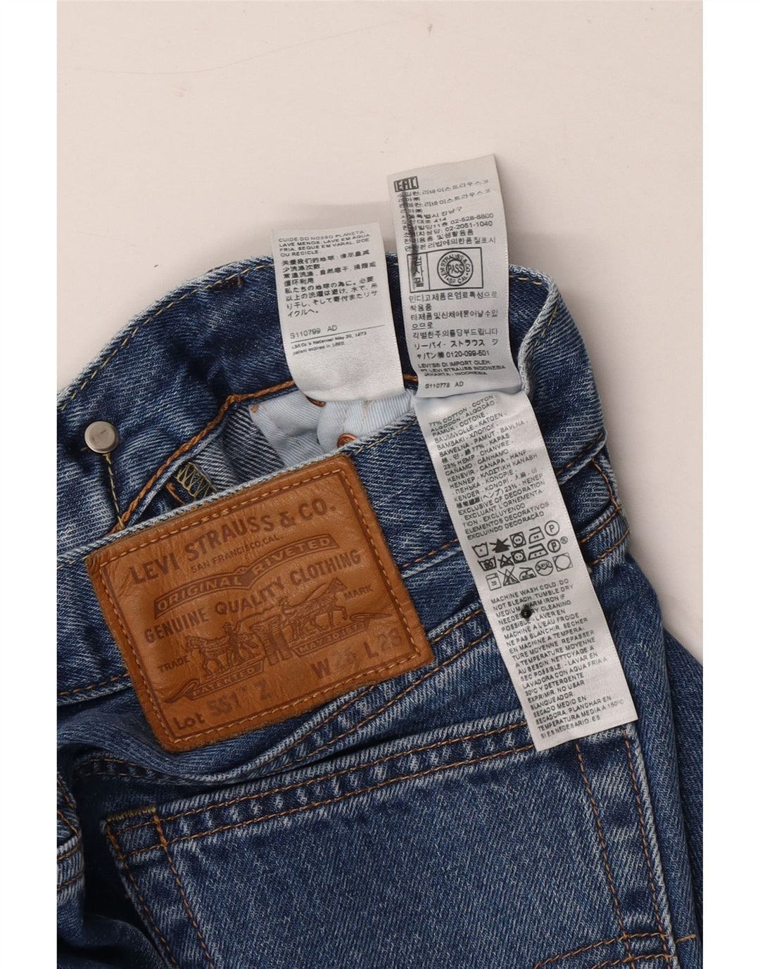 Levi's muške 551 ravne traperice W26 L28 plavi pamuk