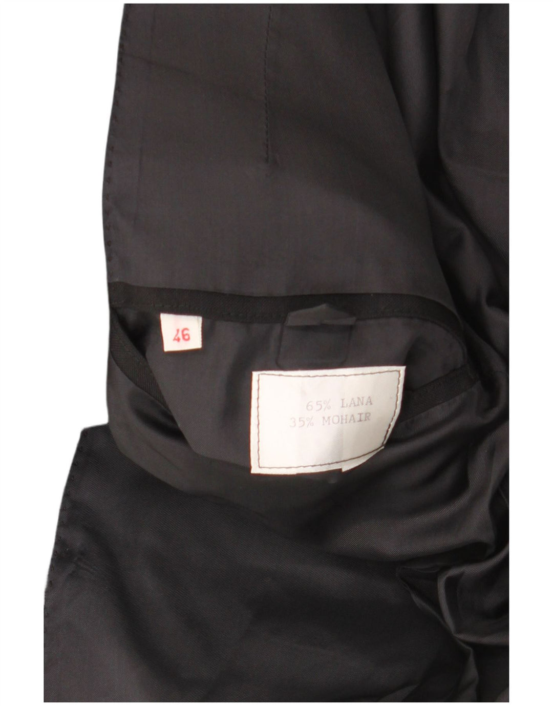 VINTAGE muški 2-dijelni set od 1 gumba IT 46 mali W29 L29 crna vuna