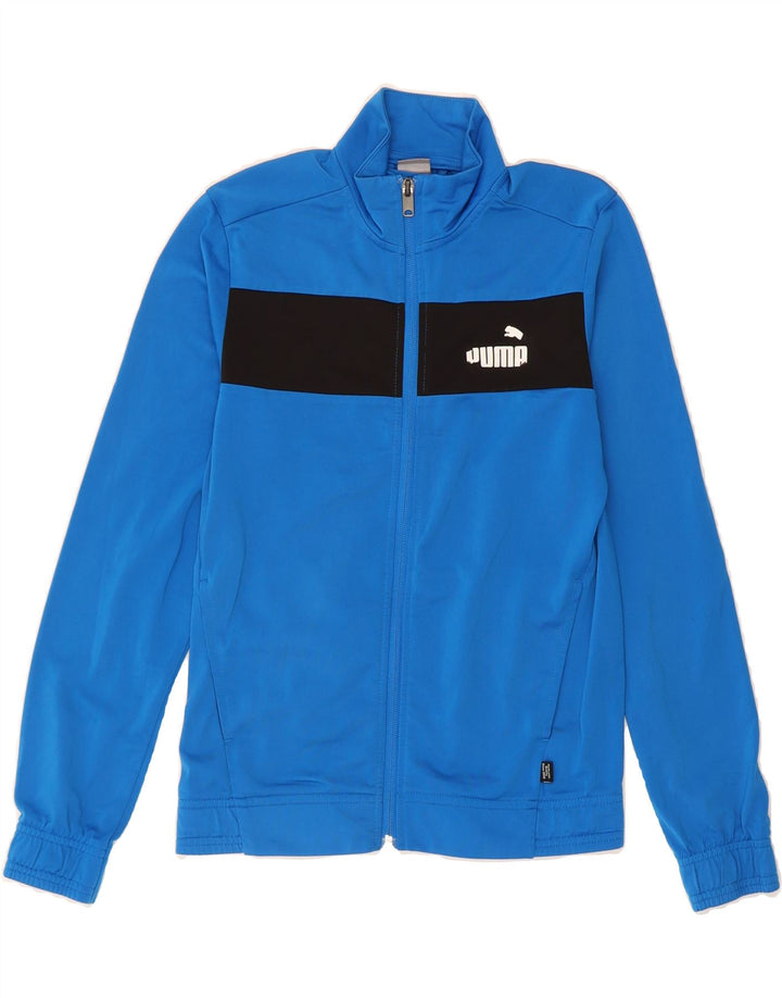 PUMA Boys Tracksuit Top Jacket 11-12 Years Blue Colourblock Polyester Vintage Puma and Second-Hand Puma from Messina Hembry 