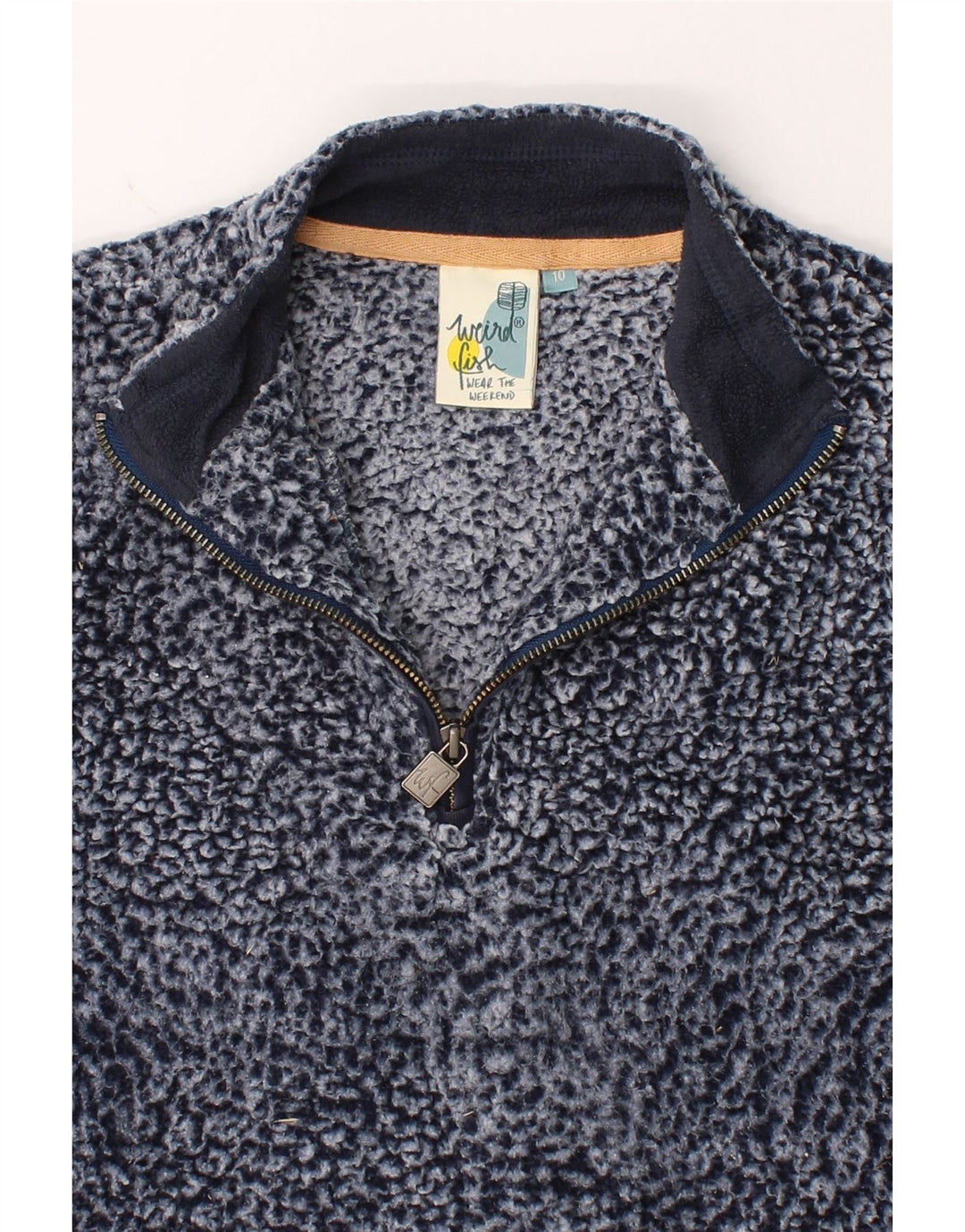 WEIRD FISH Womens Zip Neck Fleece Jumper UK 10 Small Blue Polyester Vintage Weird Fish and Second-Hand Weird Fish from Messina Hembry 