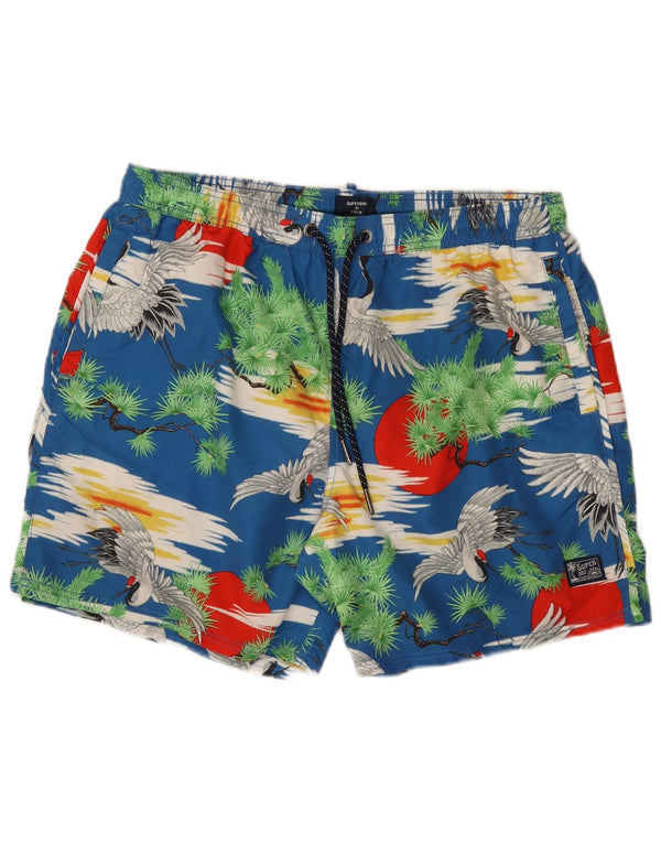 Superdry muške obične kupaće kratke hlače 2XL plave poliesterske havajske