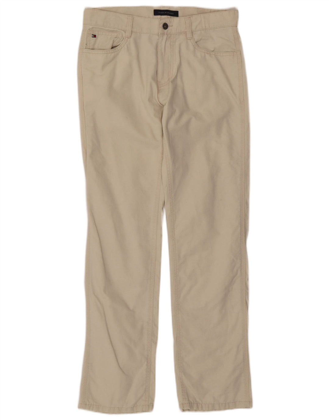 TOMMY HILFIGER Muške ravne ležerne hlače W30 L32 Bijeli pamuk