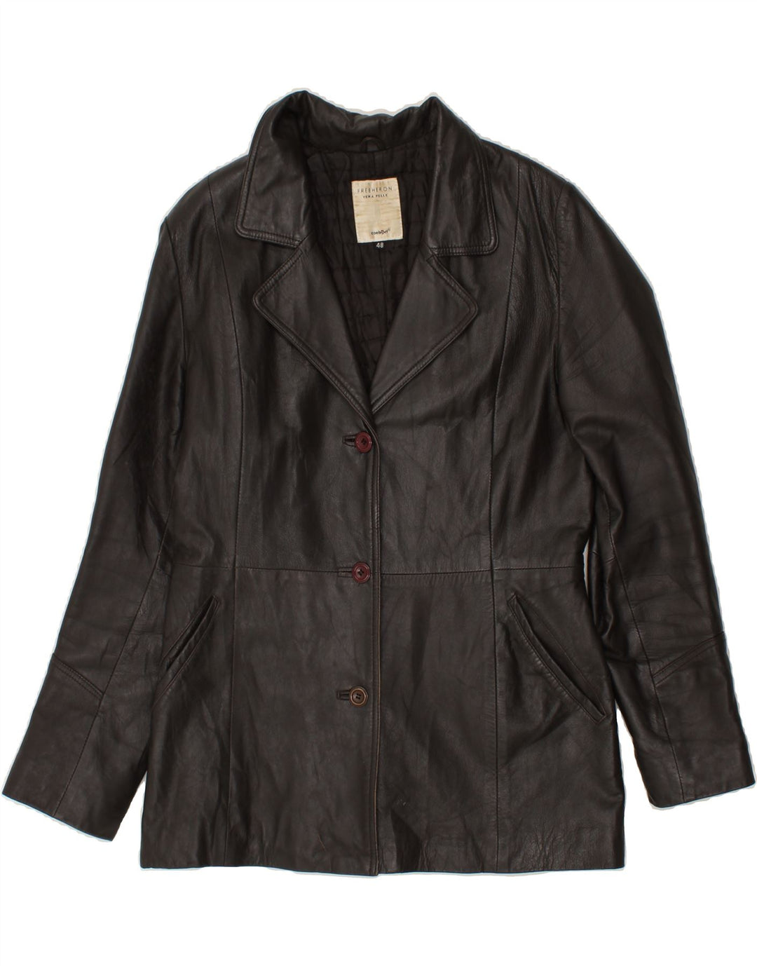 FREEHERON Womens Leather Jacket IT 48 XL Brown Leather Vintage Freeheron and Second-Hand Freeheron from Messina Hembry 