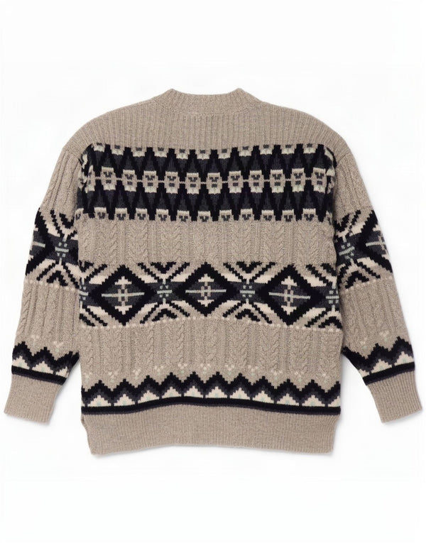 Marks & Spencer ženski kardigan pulover UK 14 srednje sivi Fair Isle