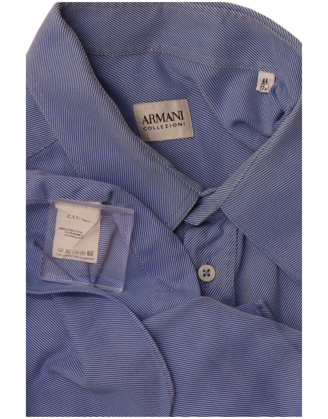 ARMANI COLLEZIONI Muška košulja Veličina 44 17 1/2 XL Pamuk s plavim prugama